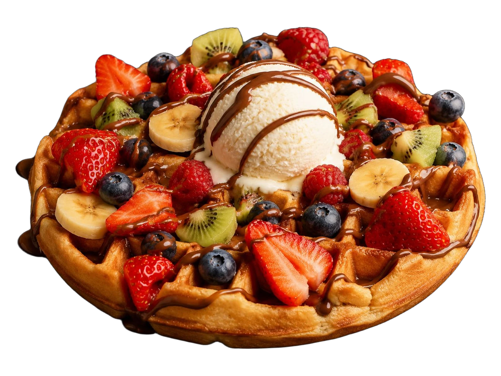 Obst Waffel — Frische Früchte auf warmer Waffel
